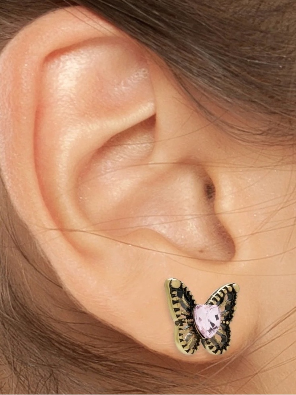 Betsey Johnson Boho Butterfly Openwork Stud Earrings